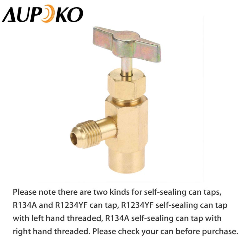 Aupoko R1234YF Self-Sealing Can Tap with Left Hand Threaded, 1/2â€™â€™ to 1/4â€™â€™ SAE Dispenser Valve AC Refrigerant Bottle Opener, Fits for R1234YF Automotive Air Conditioning Charging - Image 5